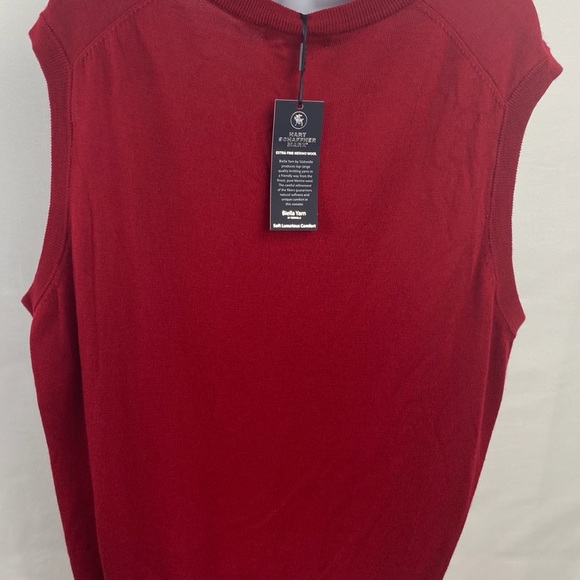 Hart Schaffner Marx Mens V Neck Vest Sz 3XT Big Tall 100% Red MERINO WOOL - Picture 6 of 10